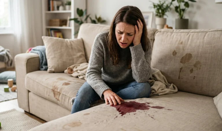 Cómo quitar una mancha de vómito del sofá